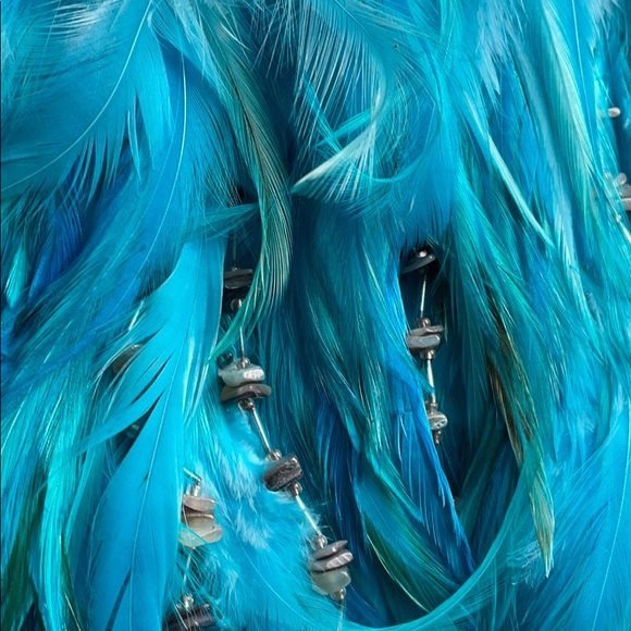 Blue coq feathers Josephine baker purse bag - Picture 8 of 17